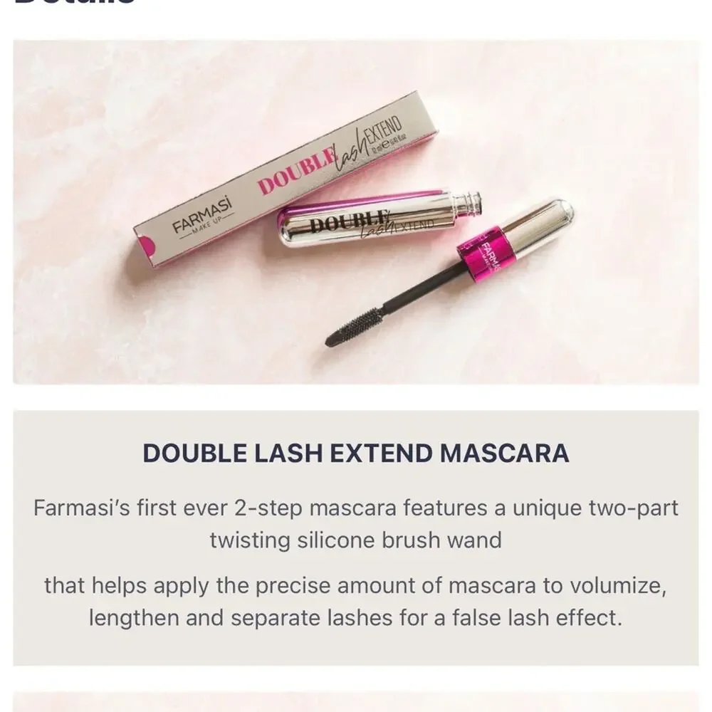 Farmasi Double Lash Extend Mascara - 2 Step Mascara with a Unique Twisting Wand